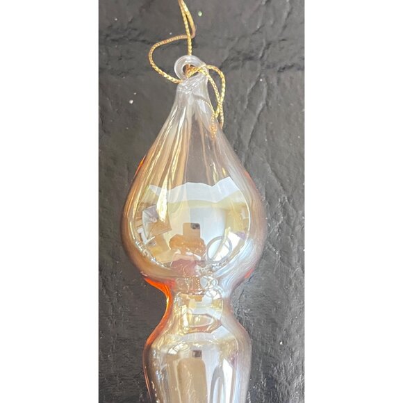 3 Amber Blown Glass Christmas Tree Ornaments Finial Drop - Picture 4 of 6